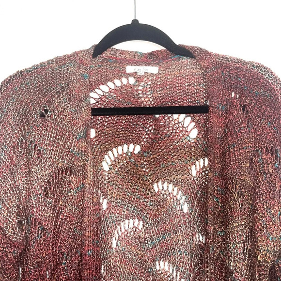 Maurices Burgundy Colorful Wave Stitch Open Front Cardigan Xsmall Women’s - Picture 3 of 11
